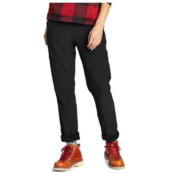 NWT Eddie Bauer Women's Fleece Lined Pull On Pants Black Size 4 $100 4D108 - Picture 1 of 4